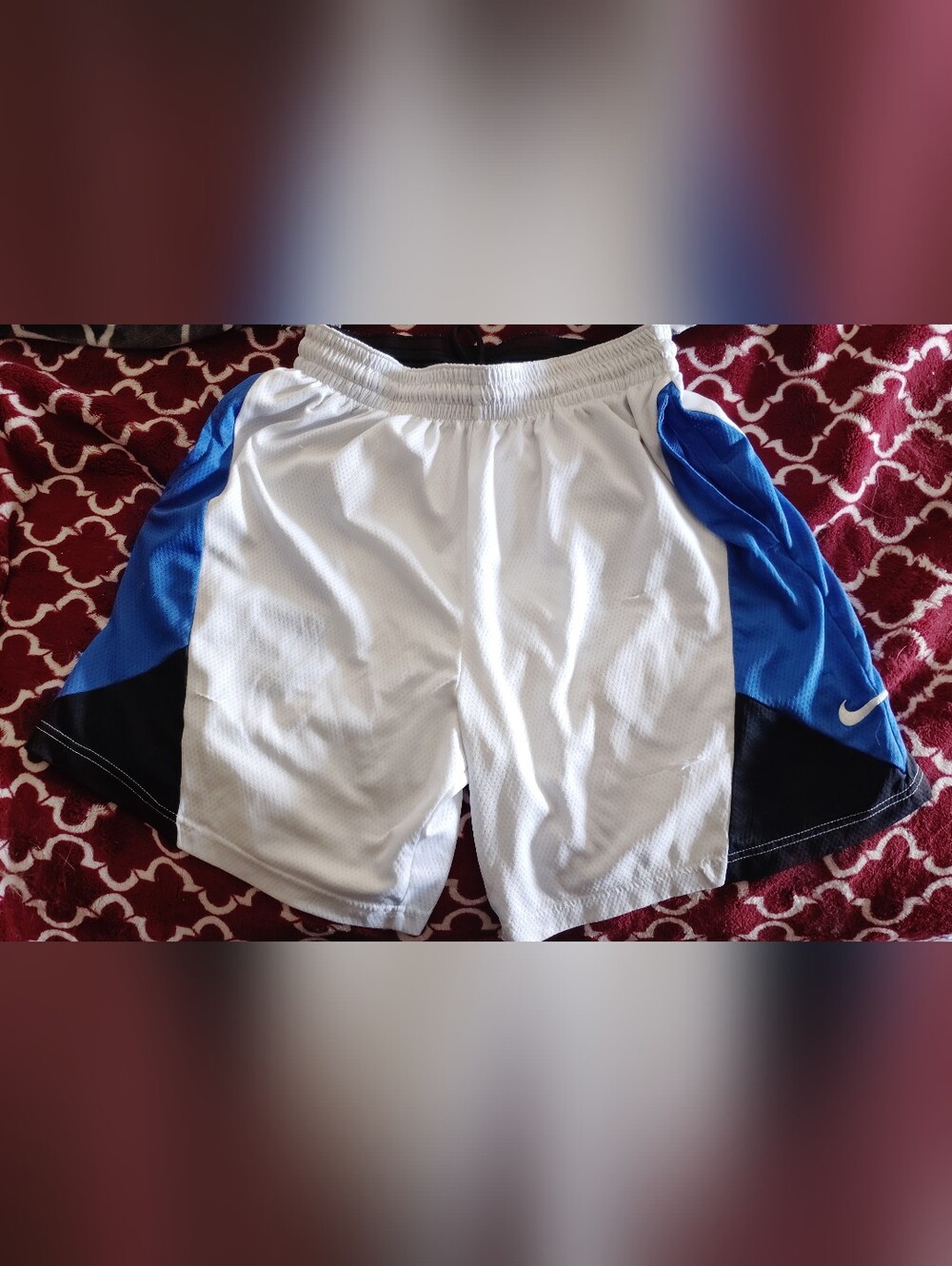 Nike White, Blue & Black Men's Athletic Shorts